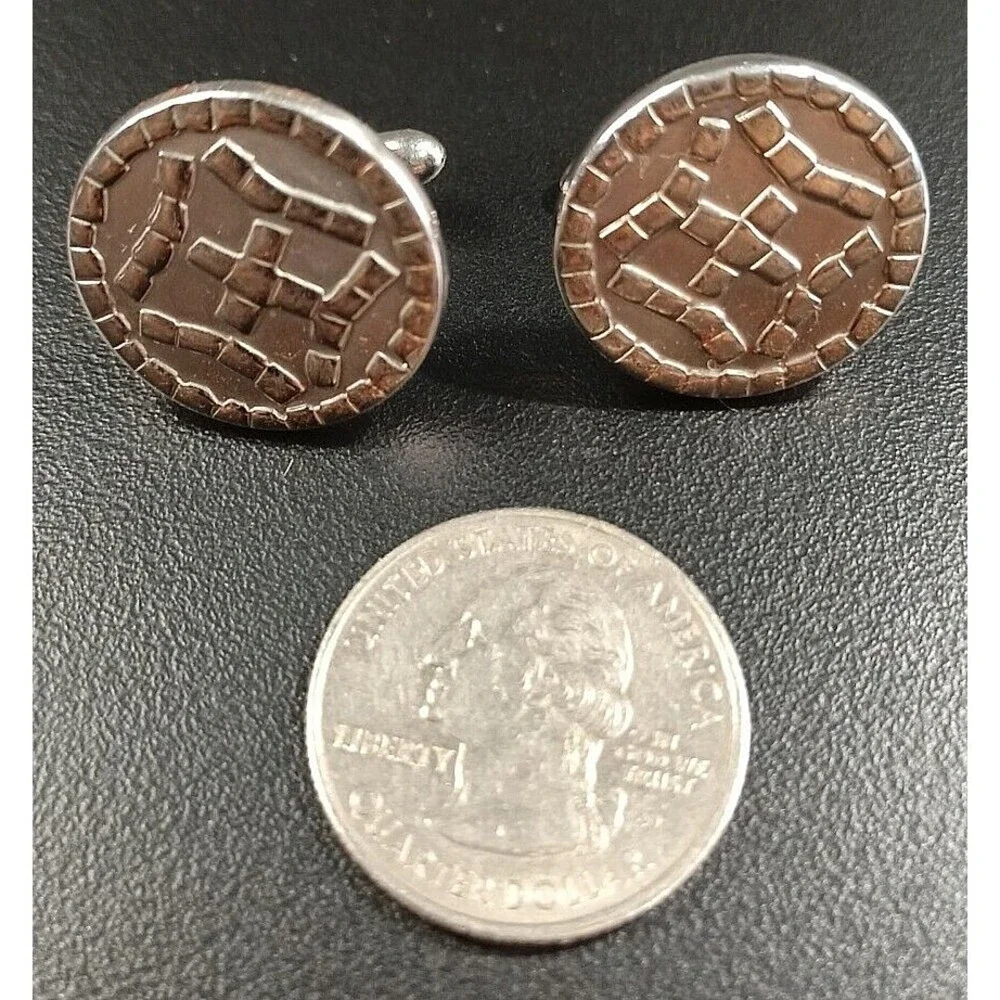 Vtg SWANK Cufflinks Silverstone Button